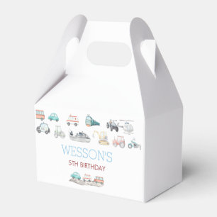 Transportation Birthday Party Favour tag, Gift Tag Favour Box