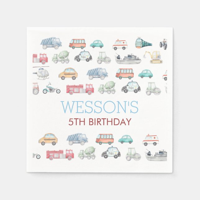 Transportation Birthday sticker, Classic Round Sti Napkin (Front)