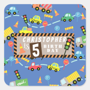 Transportation  Blue Square Sticker