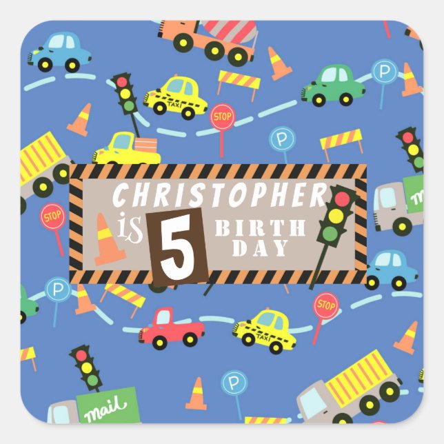 Transportation  Blue Square Sticker (Front)