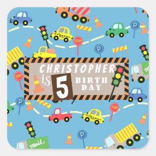 Transportation Blue Square Sticker