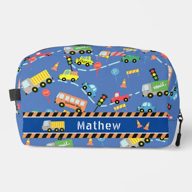 Transportation Boys Blue Dopp Kit (Front)