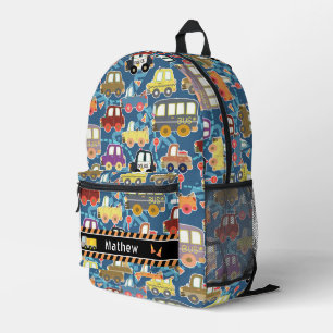 Transportation Boys Blue Printed Backpack