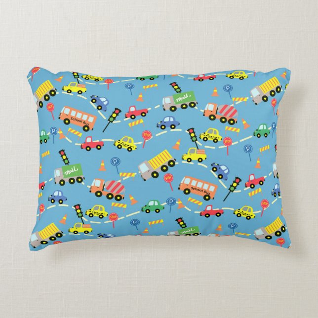 Transportation Boys Light Blue Decorative Cushion (Front)