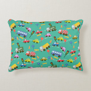 Transportation Boys Teal Decorative Cushion