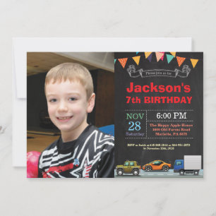 Transportation Car Truck Birthday Photo Invitation