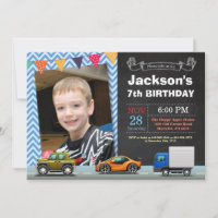 Transportation Car Truck Birthday Photo Invitation