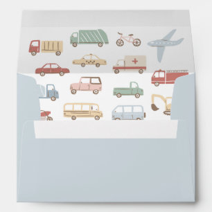 Transportation Cars and Trucks Boy Birthday Party Envelope