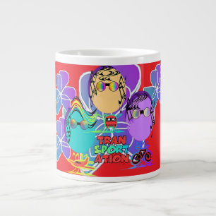 Transportation Floral Funny Characters  Large Coffee Mug