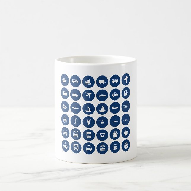 Transportation Icons Symbols In Blue Coffee Mug (Creator Uploaded)