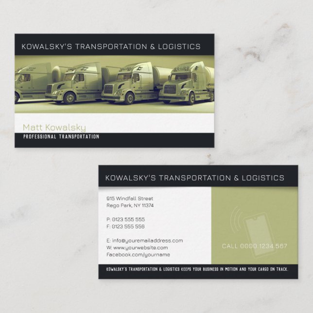 Transportation & Logistic | Trucks Business Card (Front/Back)