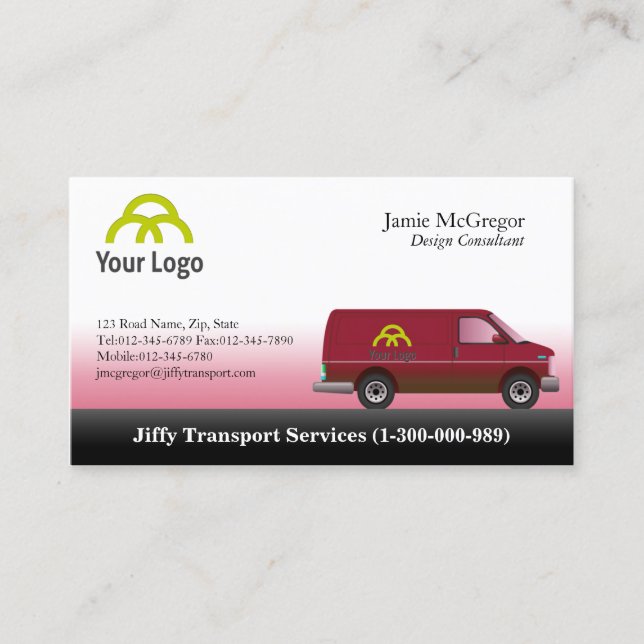 Transportation Red Van Business Cards (Front)