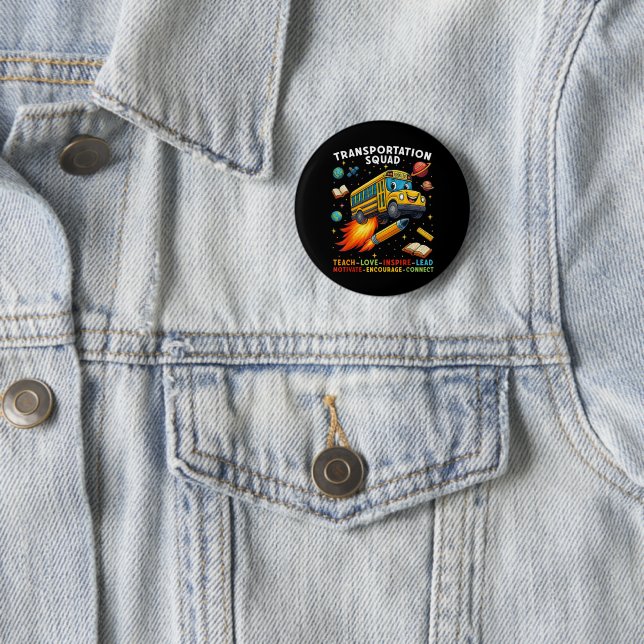 Transportation Squad Funny School Bus Driver 6 Cm Round Badge (In Situ)