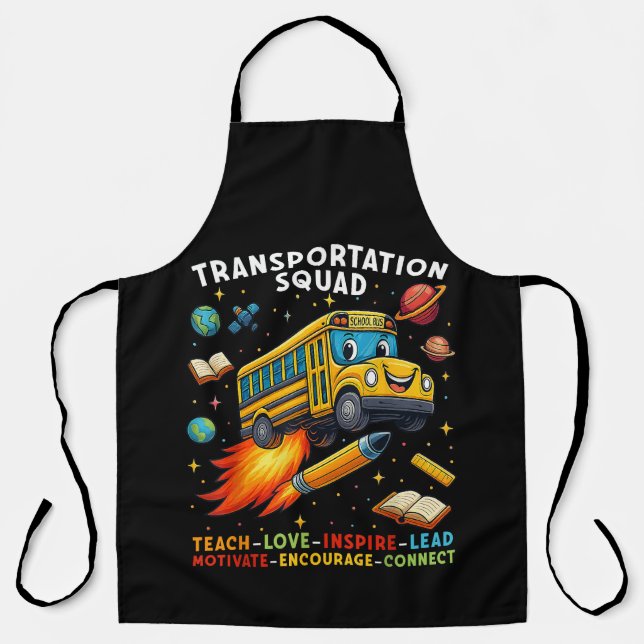 Transportation Squad Funny School Bus Driver Apron (Front)