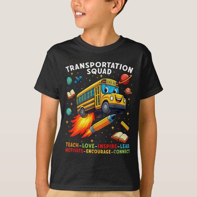 Transportation Squad Funny School Bus Driver Back T-Shirt (Front)