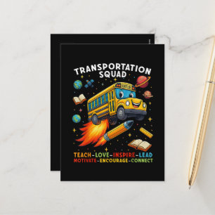 Transportation Squad Funny School Bus Driver Holiday Postcard