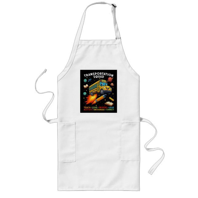 Transportation Squad Funny School Bus Driver Long Apron (Front)