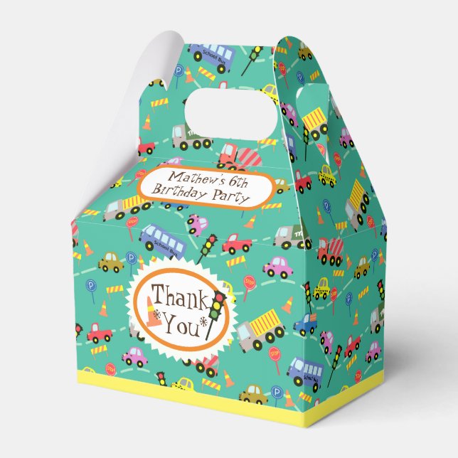 Transportation Teal Favour Box (Front Side)