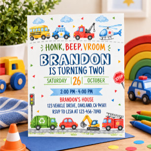 Transportation-themed birthday invitation