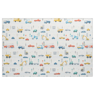 Transportation Trucks and Cars Cute Kids Fabric