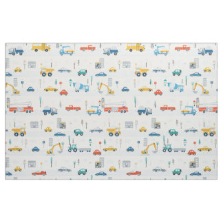 Transportation Trucks and Cars Cute Kids Fabric