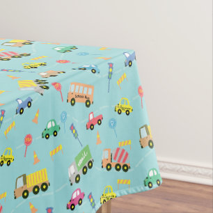 Transportation Vehicles Blue Tablecloth