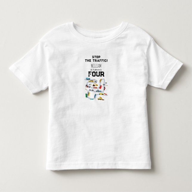 Transportation Vehicles Cars Stop Traffic Birthday Toddler T-Shirt (Front)