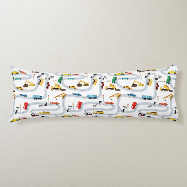 Transportation Vehicles Cars Trucks Road Boys Body Cushion (Front)