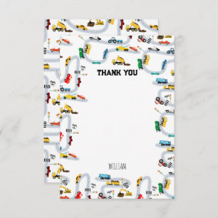 Transportation Vehicles Cars & Trucks Road Kids Thank You Card