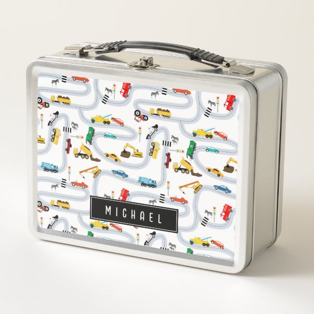 Transportation Vehicles Cars & Trucks Road Traffic Metal Lunch Box (Front)