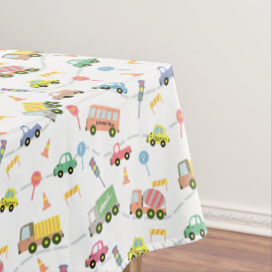 Transportation Vehicles White Tablecloth