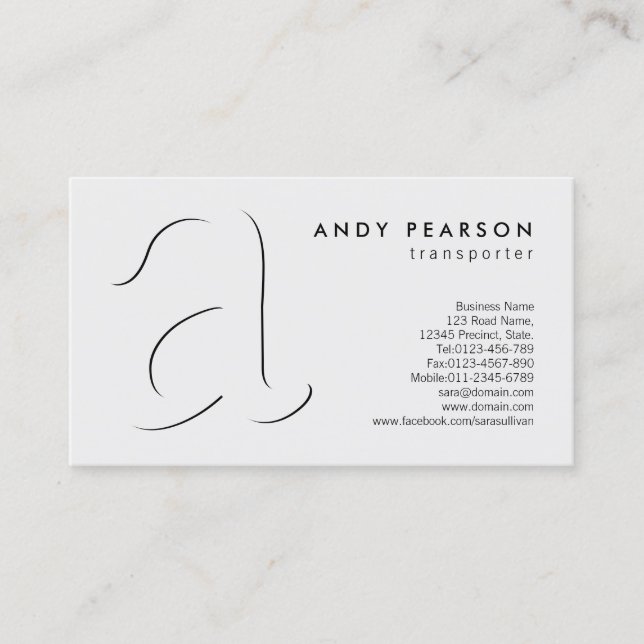 Transporter AutomotiveServices Shadow BoldMonogram Business Card (Front)