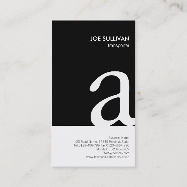 Transporter Chauffeur Service Black White Monogram Business Card (Front)