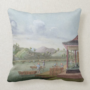 Transporting crates of tea (w/c on paper) cushion