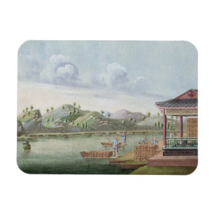 Transporting crates of tea (w/c on paper) magnet
