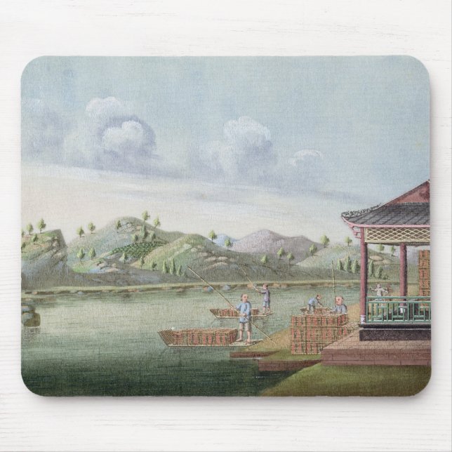 Transporting crates of tea (w/c on paper) mouse pad (Front)