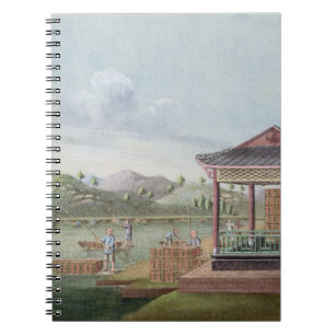 Transporting crates of tea (w/c on paper) spiral notebook