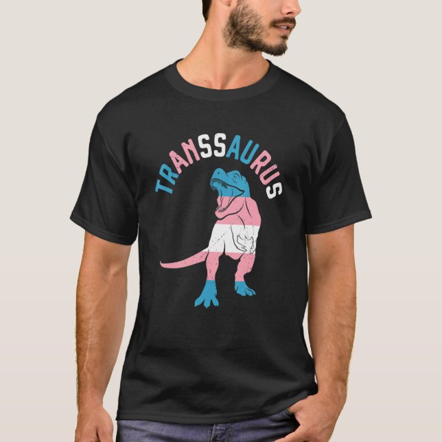 Transsaurus Dinosaur Rex Transexual Transgender Lg T-Shirt (Front)