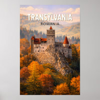 Transylvania Romania Illustration Travel Art Vinta