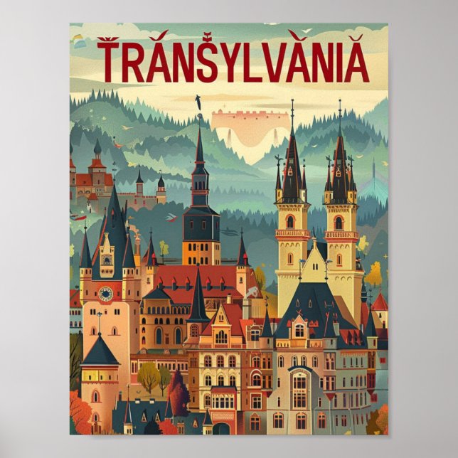 Transylvania Romania Vintage Famous Travel Place Poster (Front)