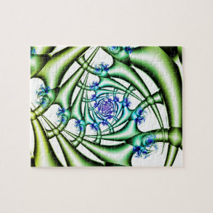 Trap   Blue and Green Fractal Art Jigsaw Puzzle
