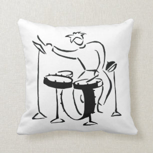 Trap set drummer abstract bw sketch design cushion