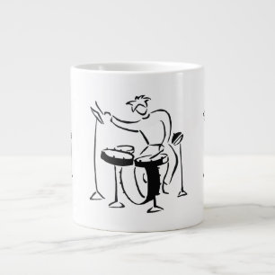 Trap set drummer abstract bw sketch design large coffee mug