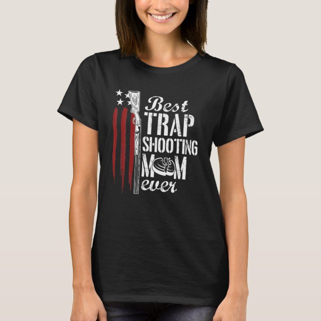 Trap Shooting Mum Gun Rights American Flag Mother' T-Shirt (Front)