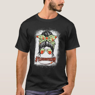 Trap Shooting Mum Messy Bun Hair Glasses Funny Sho T-Shirt
