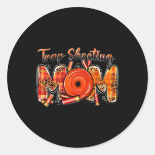 Trap Shooting Mum Western Leopard Mother's Day Hun Classic Round Sticker