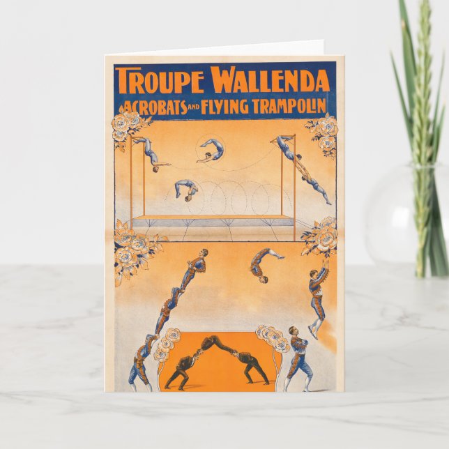 Trapeze, Acrobats And Flying Trampolin Card (Front)
