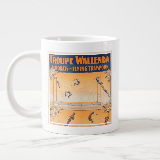 Trapeze, Acrobats And Flying Trampolin Large Coffee Mug (Left)