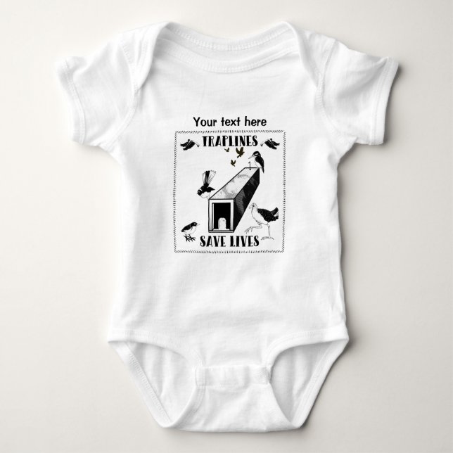 Traplines Save Lives Conservation Baby Bodysuit (Front)