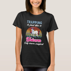 Trapping Fishing Retro Unicorn Vintage Sunset T-Shirt